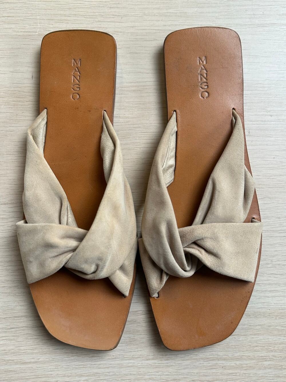 Mango Open Toe Beige Sandals - Size 39 - Mint